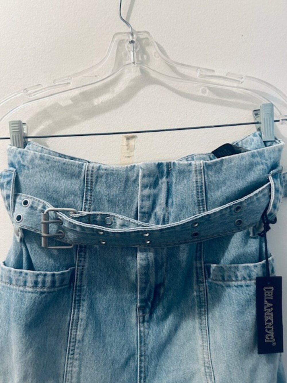 Blank NYC Women's Steal the Show Pant Denim Cargo Straight Leg Belt Jeans NEW - Picture 3 of 16